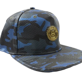 Capital Gains Men's Streetwear Snake Embossed Leather Blue Camo Hat Adjustable Strap Back Cap